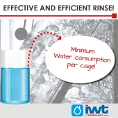 During washing an effective rince cycle is essential to preserve the cages’ plastic material and to ensure the complete removal of all detergent residues!