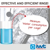 During washing an effective rince cycle is essential to preserve the cages’ plastic material and to ensure the complete removal of all detergent residues!